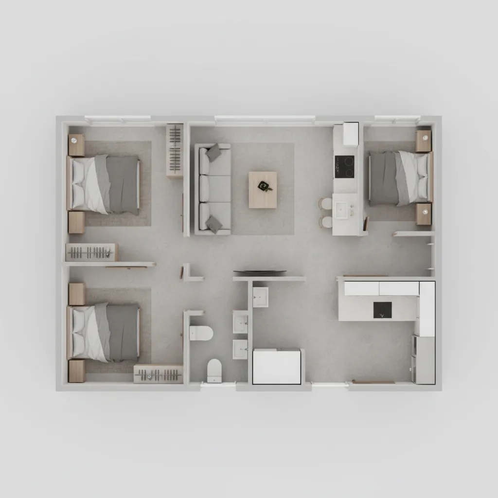 Contoh denah rumah kecil dua kamar tidur