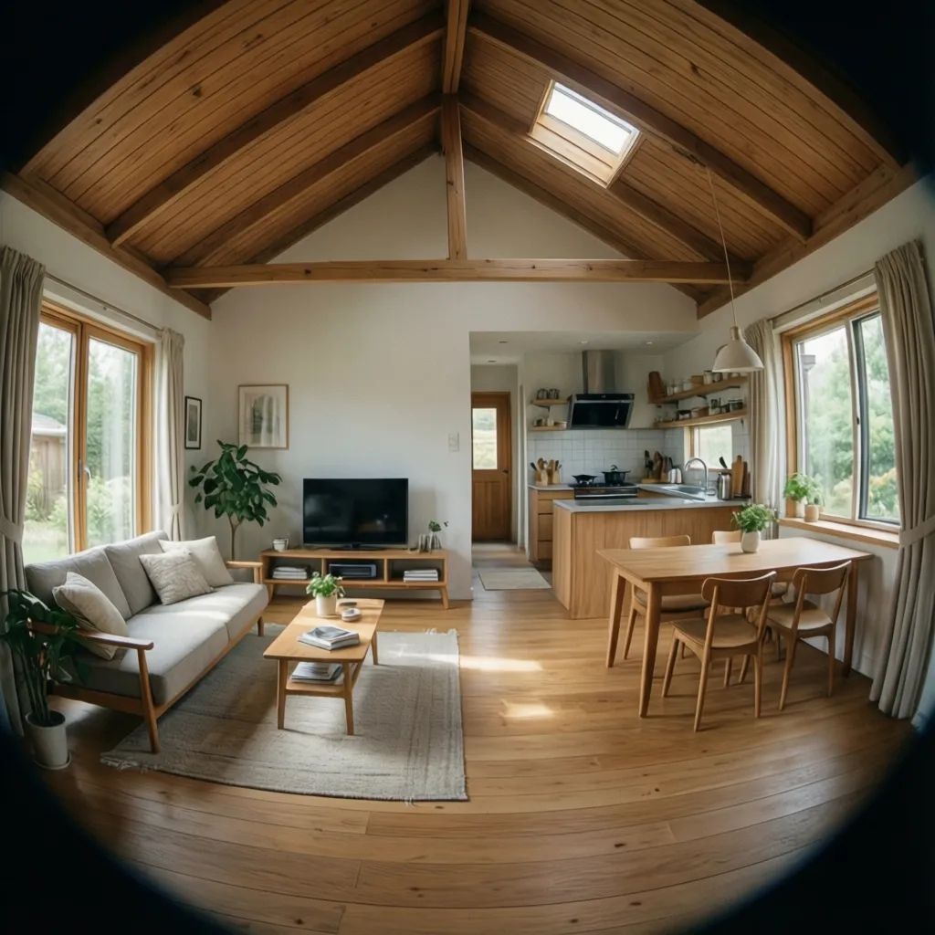 Layout rumah sederhana dengan konsep ruang terbuka