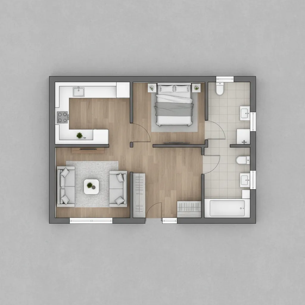 Contoh layout rumah type 30 sederhana