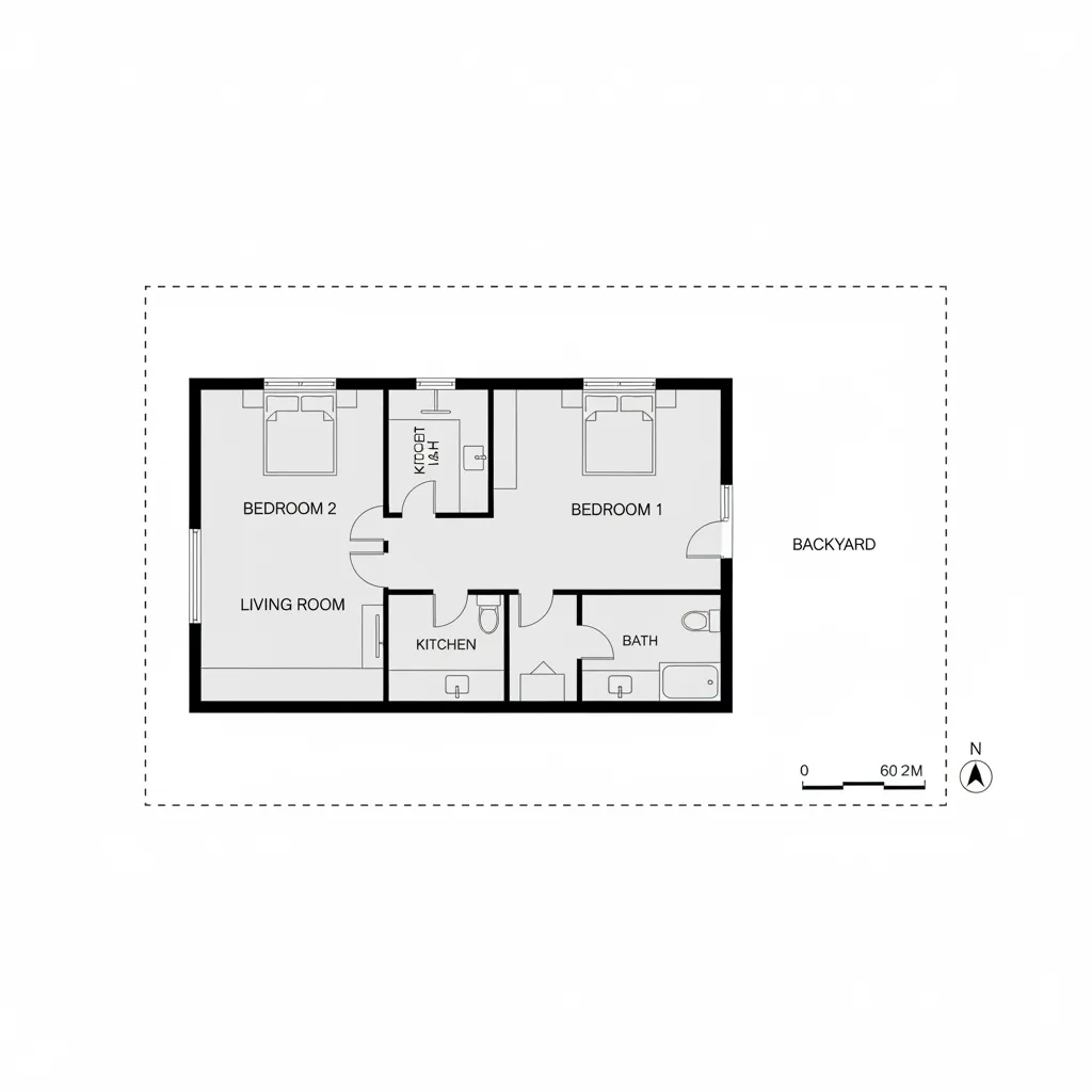 Ilustrasi layout rumah type 36 60 sederhana