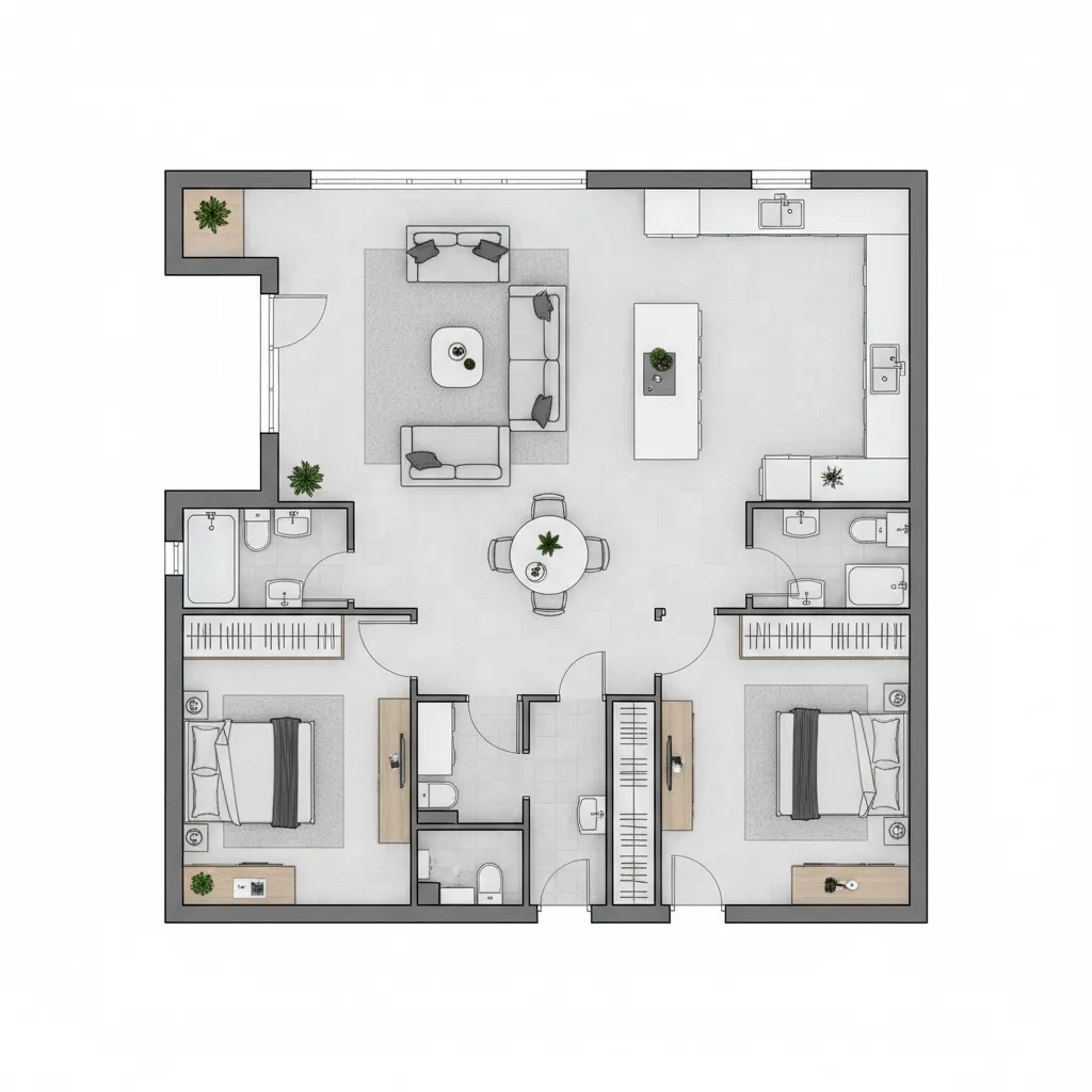 Denah rumah type 72 dengan tiga kamar