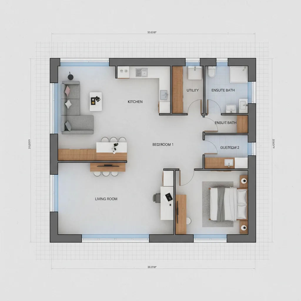 Tampilan denah rumah modern type 90