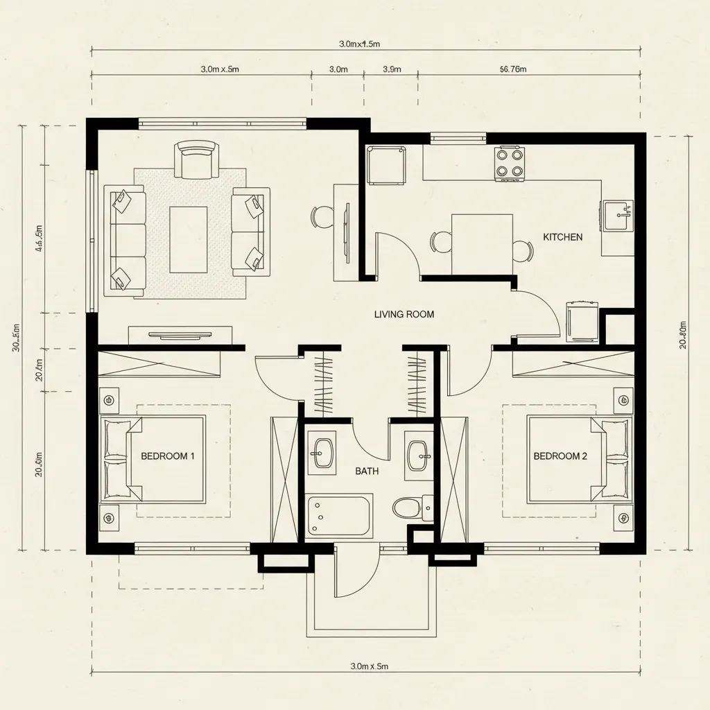 Denah standar rumah subsidi type 36