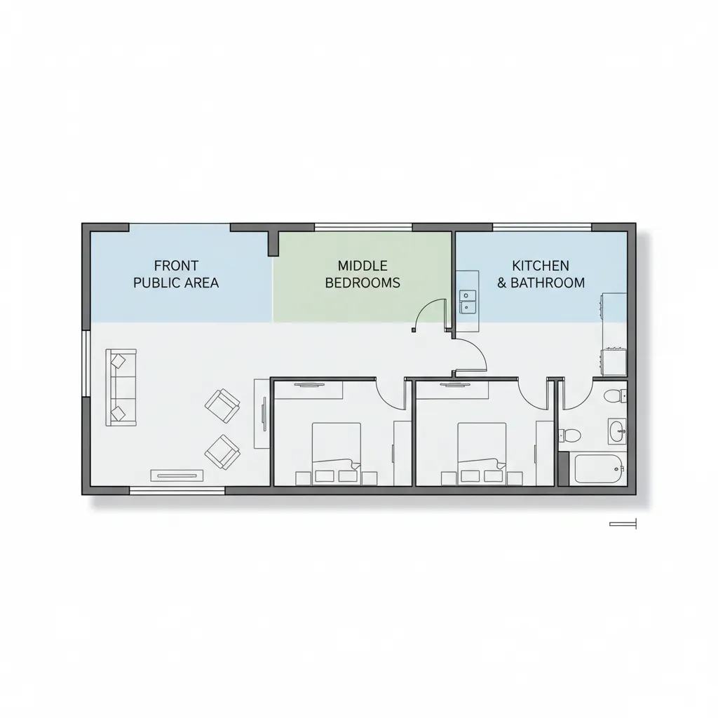 Diagram pembagian zona rumah kecil