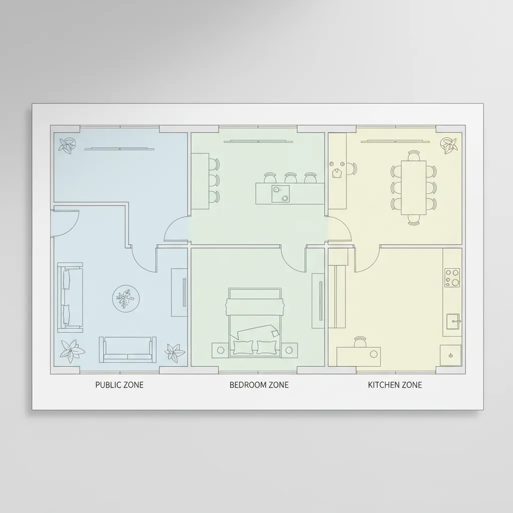 Ilustrasi pembagian zona rumah 7x14