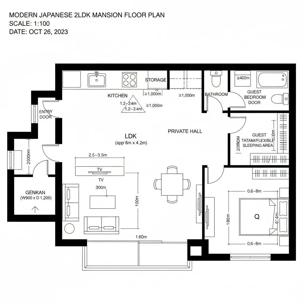 LDKを核に寝室を分節する
