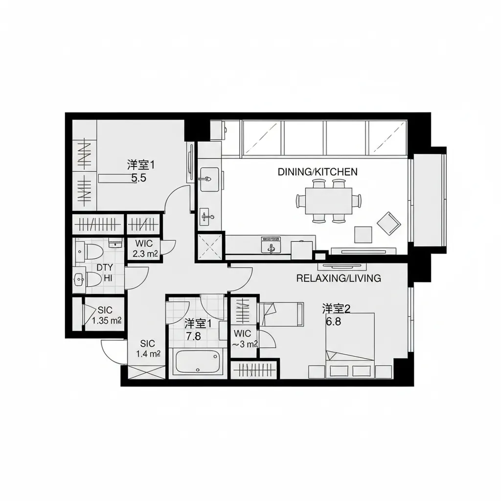 LDK分節の二列型