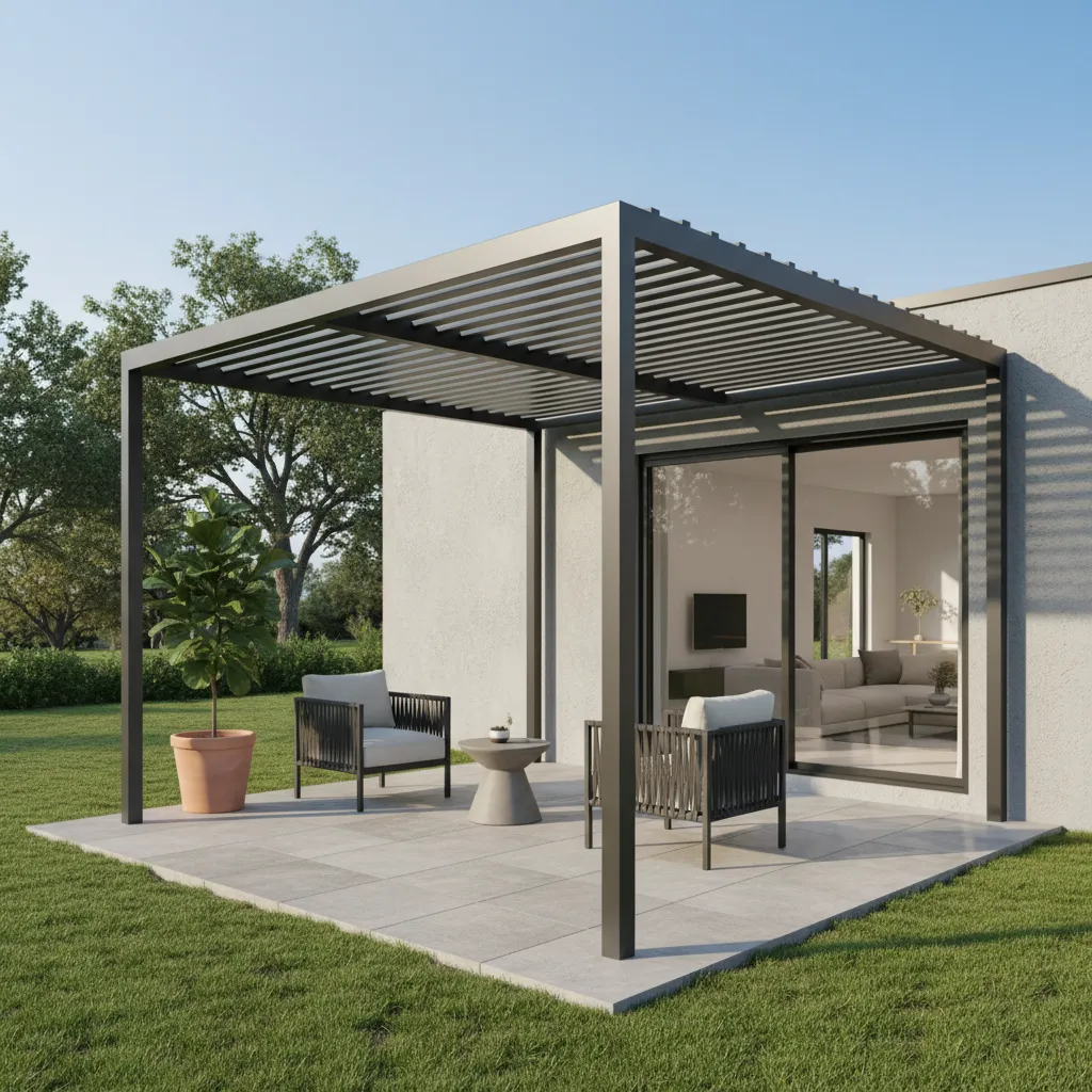 lean to pergola attached to house for small patio shelter