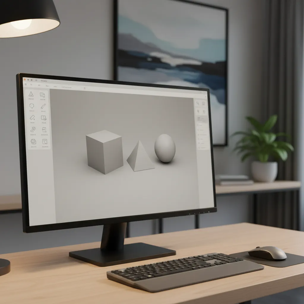 Beginner experimenting with simple 3D shapes while learning modeling software