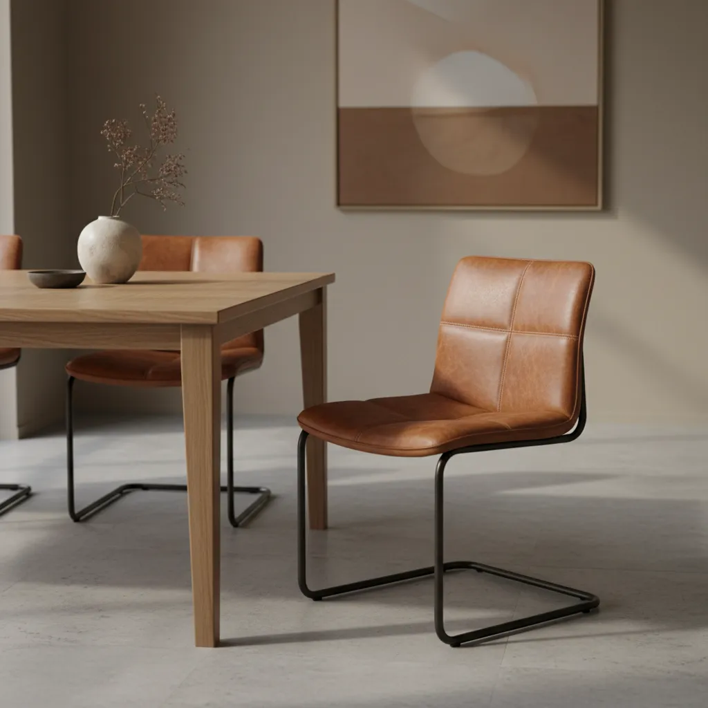 modern leather dining chair seat in contemporary dining room