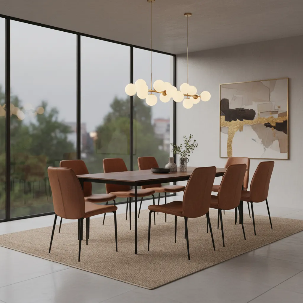 Wood Seat Dining Chairs with Black Legs