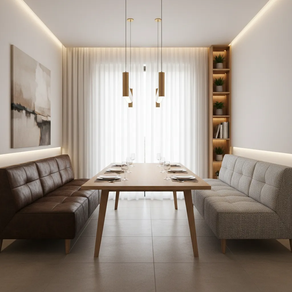 Comparison of leather and fabric dining sofa seating styles