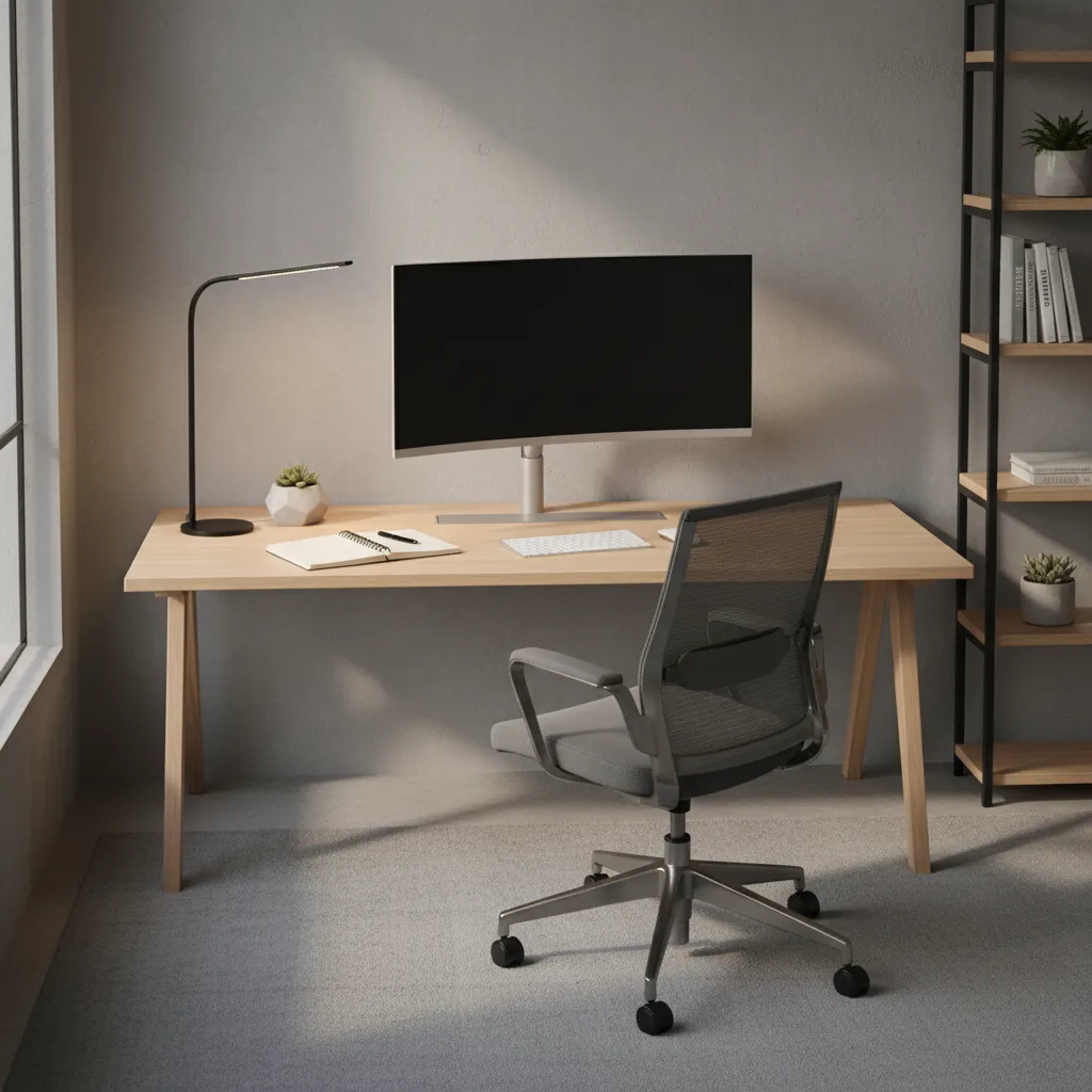 Adjustable LED desk lamp positioned for writing and studying