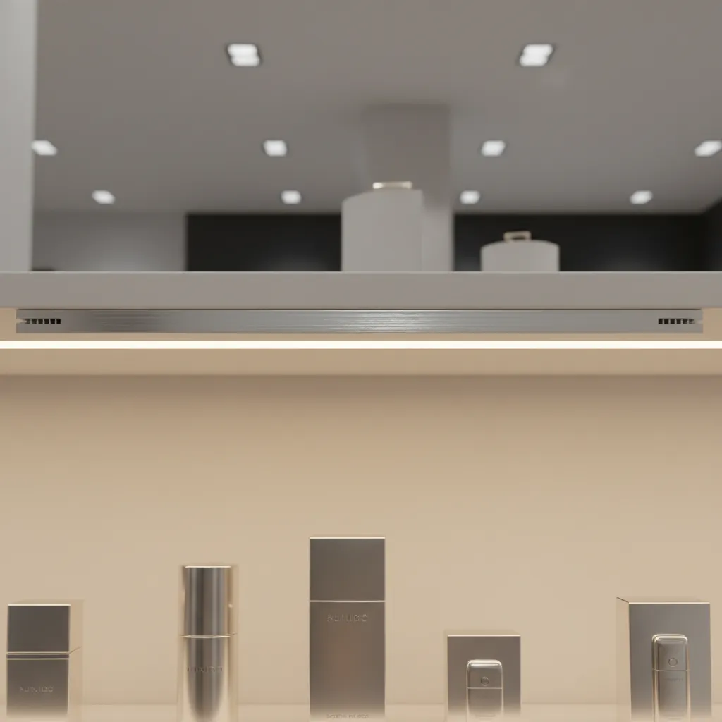 LED strip installed in aluminum channel inside retail display to prevent overheating