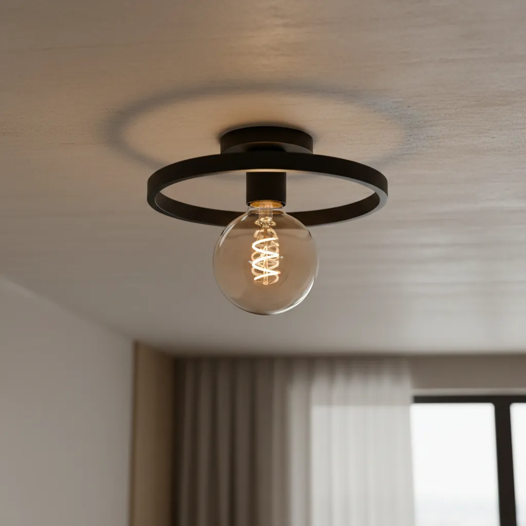 Close up of LED light bulb installed in modern home fixture