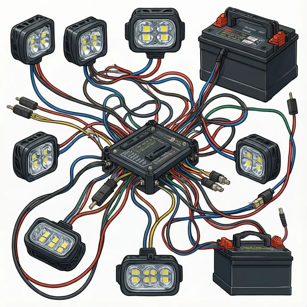 diagram showing power and amperage calculation for multiple LED rock lights