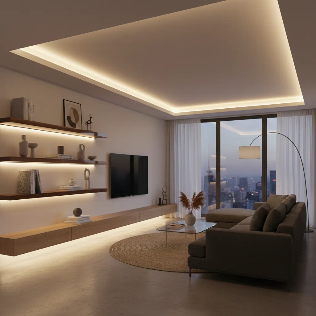 bố trí đèn LED dây trang trí trong phòng