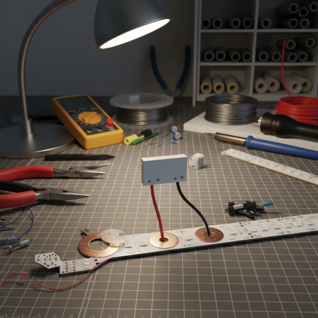 LED strip connector wiring showing positive and negative terminals