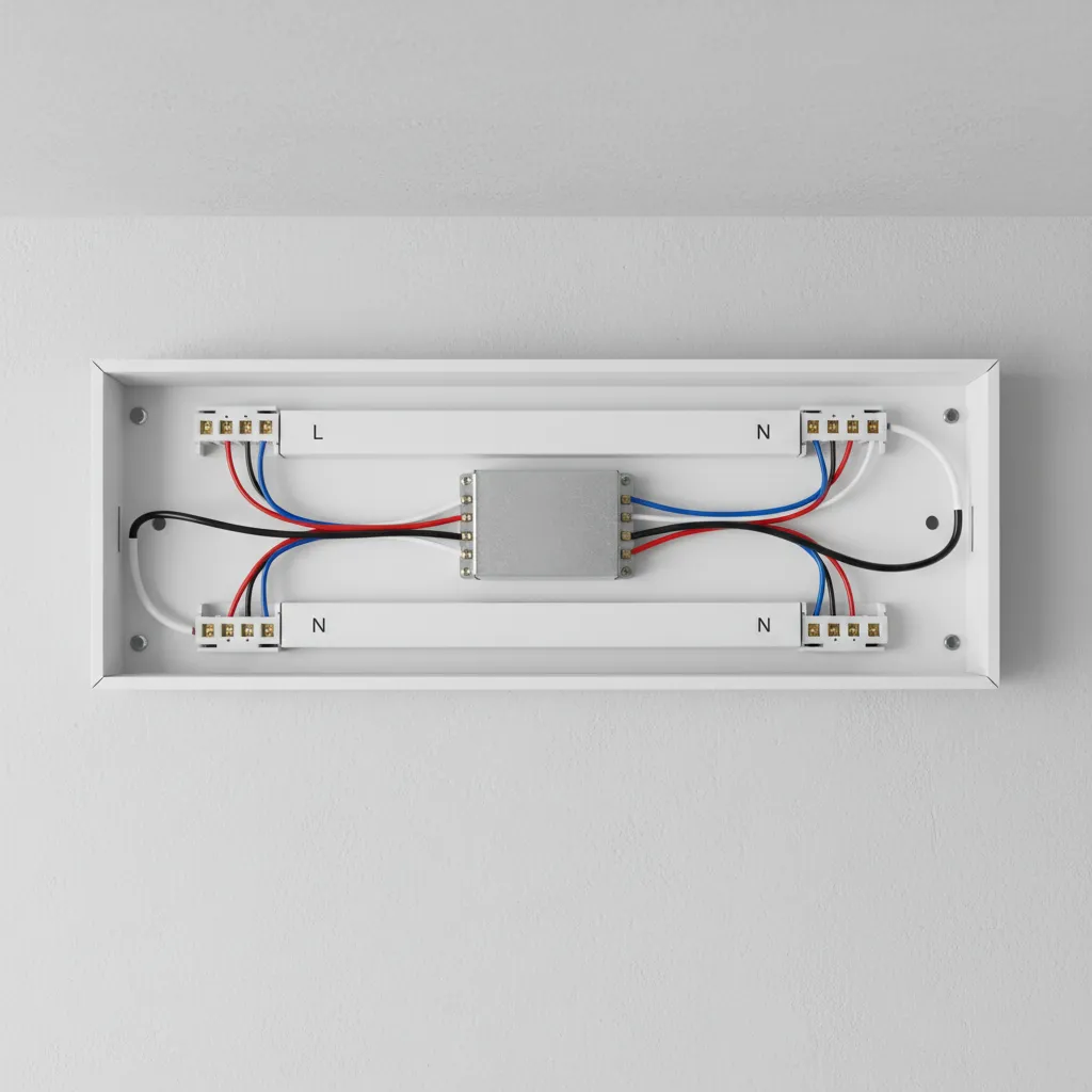 LED tube wiring comparison with ballast and direct wire setup