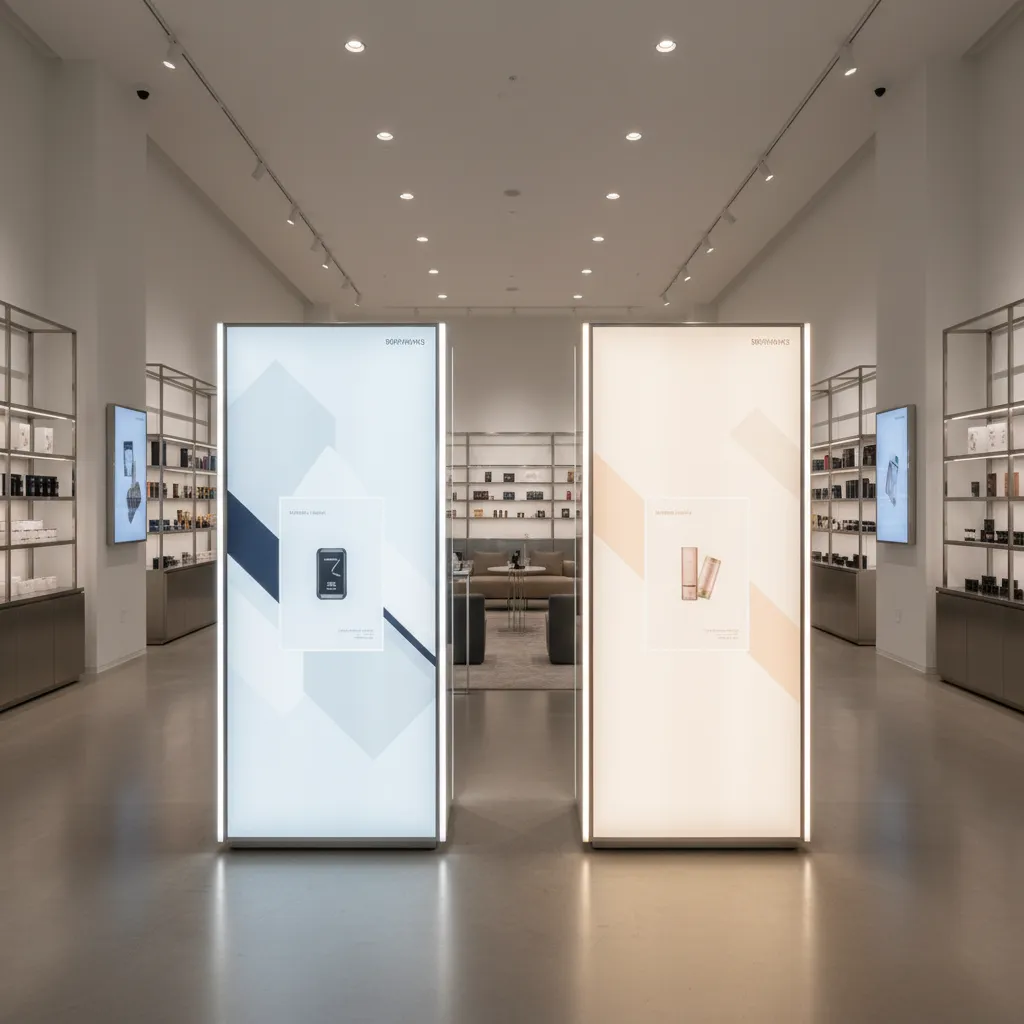 LED vs Backlit Panel Lighting for Horizontal POP Pillar Displays