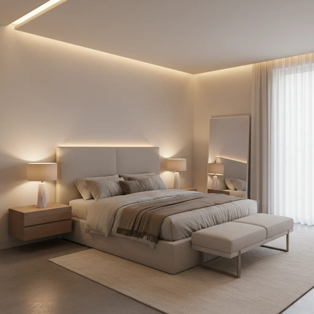Comparison of warm LED lighting color temperature in a bedroom setting