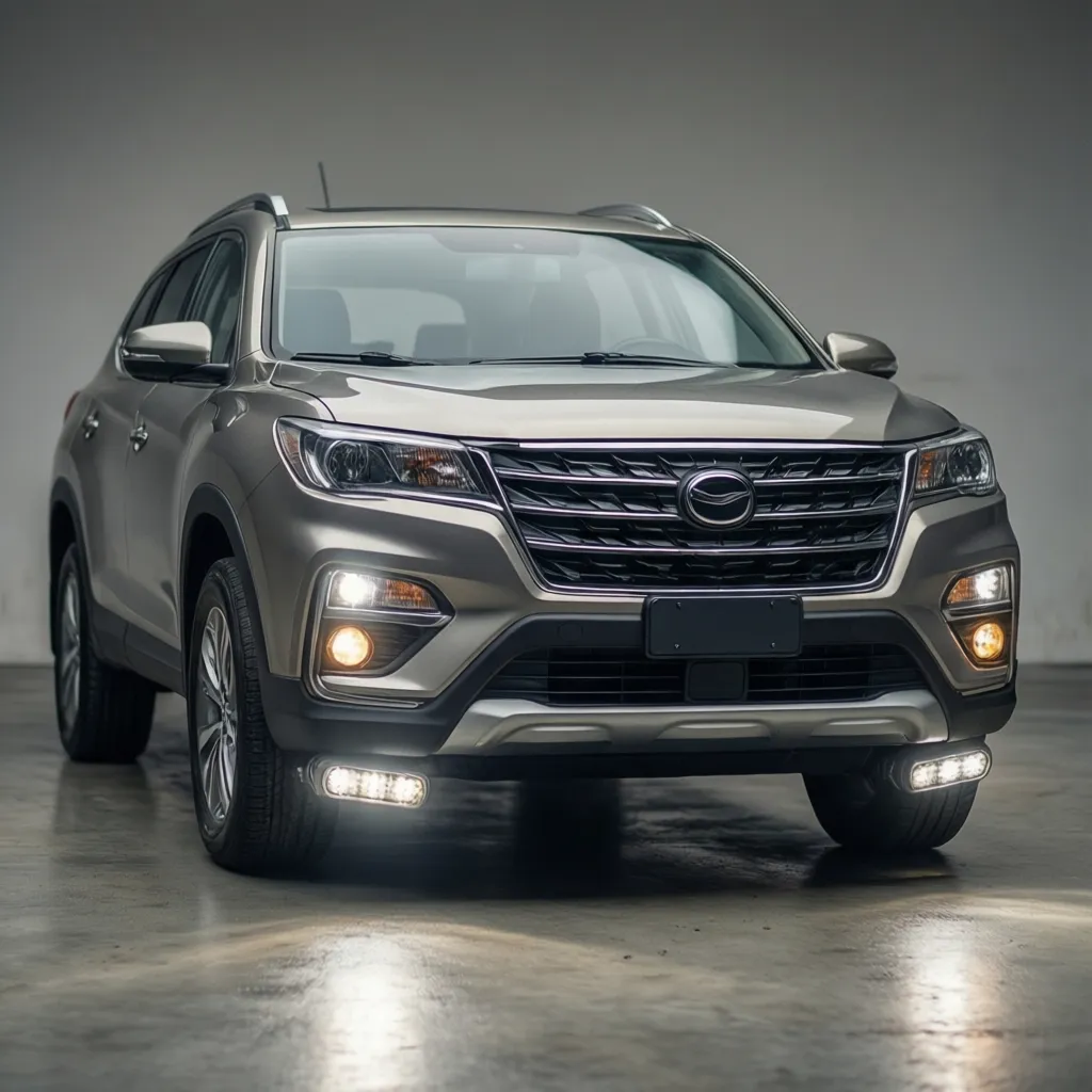 Diagram style visualization of legal auxiliary light mounting positions on a car