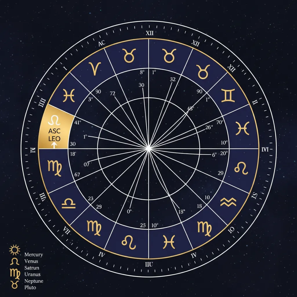 Leo ascendant astrology chart diagram highlighting house structure