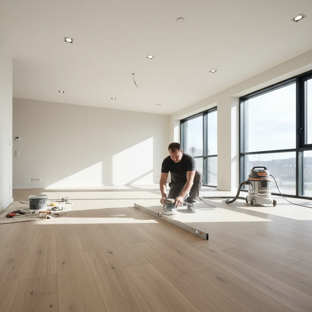 Using leveling tools on laminate flooring before vinyl installation