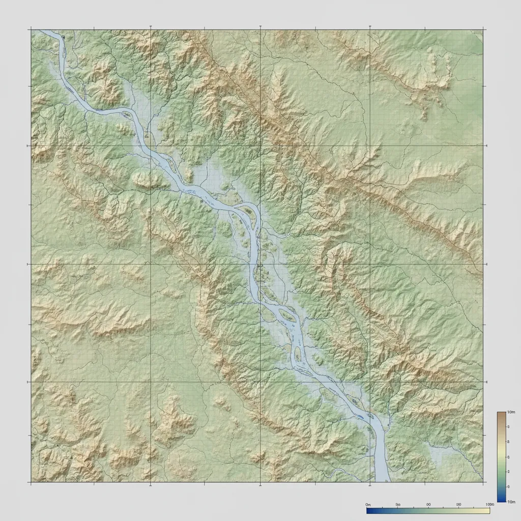 high resolution lidar elevation map of river floodplain