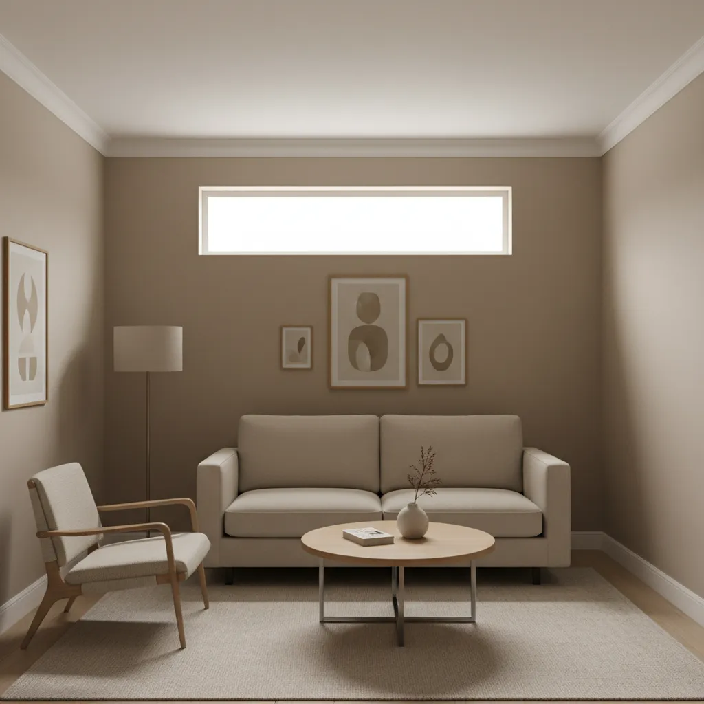 Small living room with lighter ceiling paint creating taller visual effect