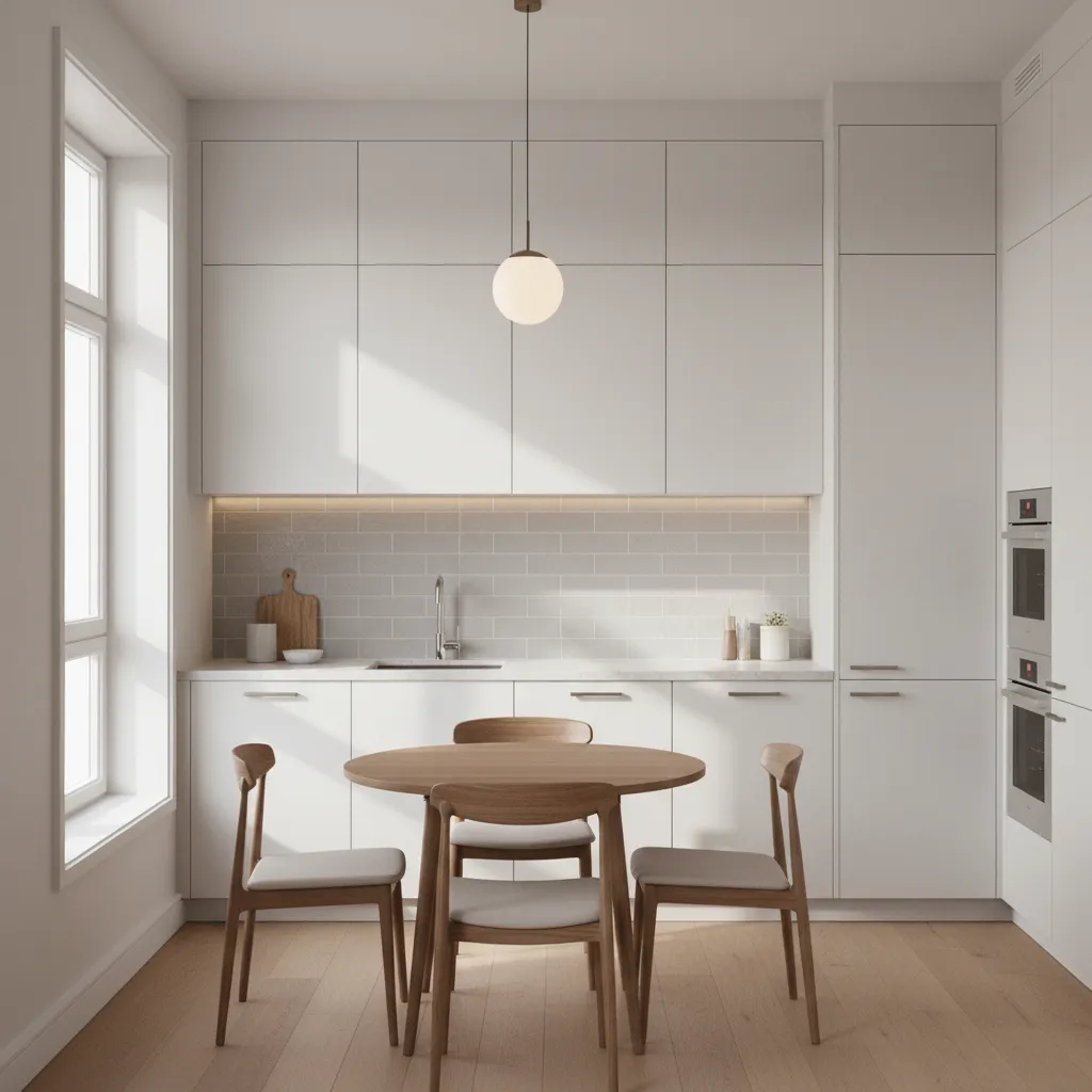light colored small kitchen making space look larger
