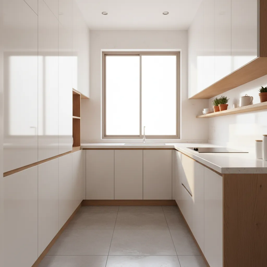 Light colored cabinets making a small kitchen appear larger