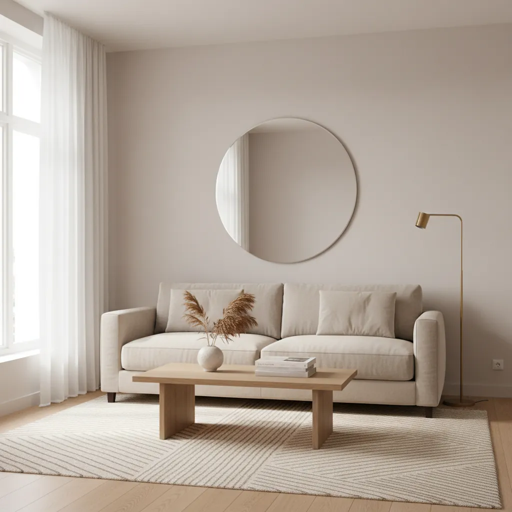 Light colored sofa helping a small living room feel brighter and larger