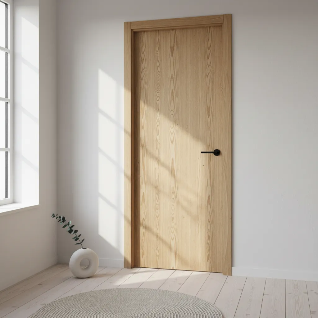 Puerta rústica clara en un apartamento pequeño