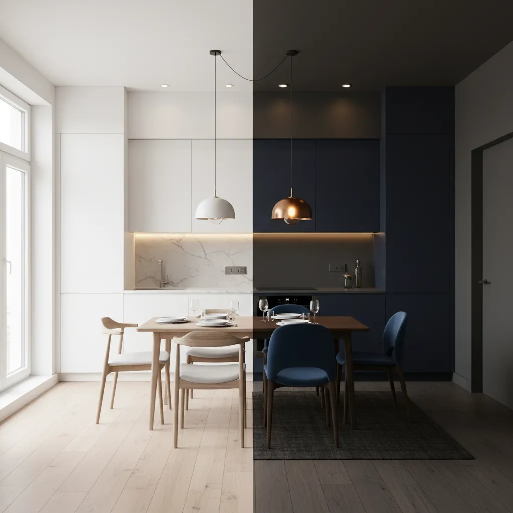Light vs Dark Paint Colors for Small Kitchens and Dining Rooms: How color choice changes the way compact kitchens and dining spaces feel, look, and function.