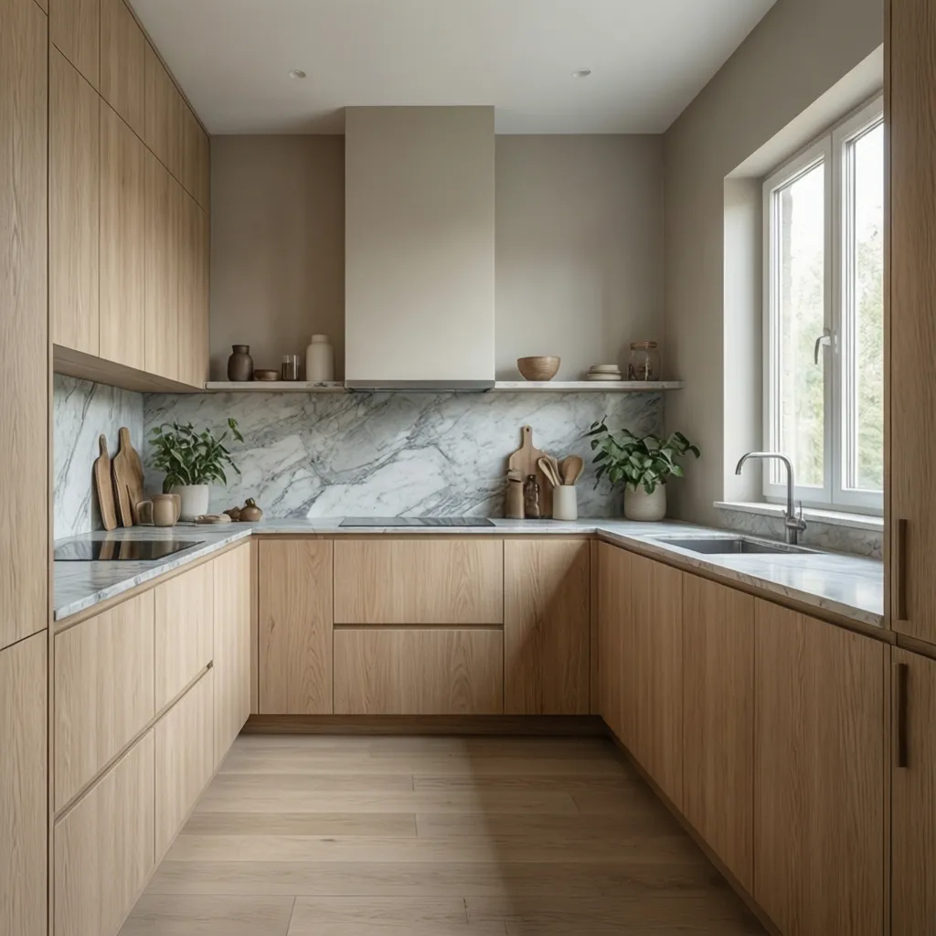 Neutral paint palette ideas for kitchens with light wood cabinets