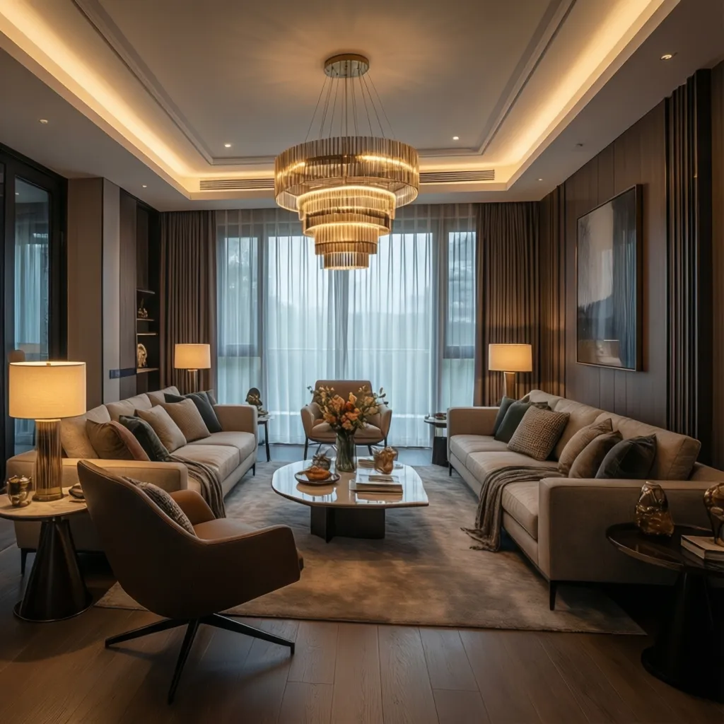 Diseño de iluminación en un salón contemporáneo