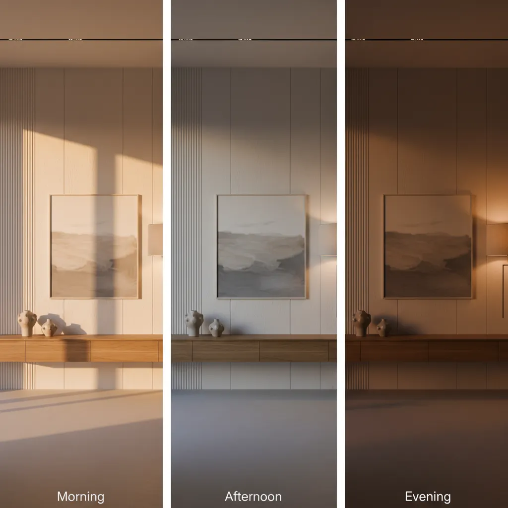 Comparación de una pared con diferentes condiciones de iluminación