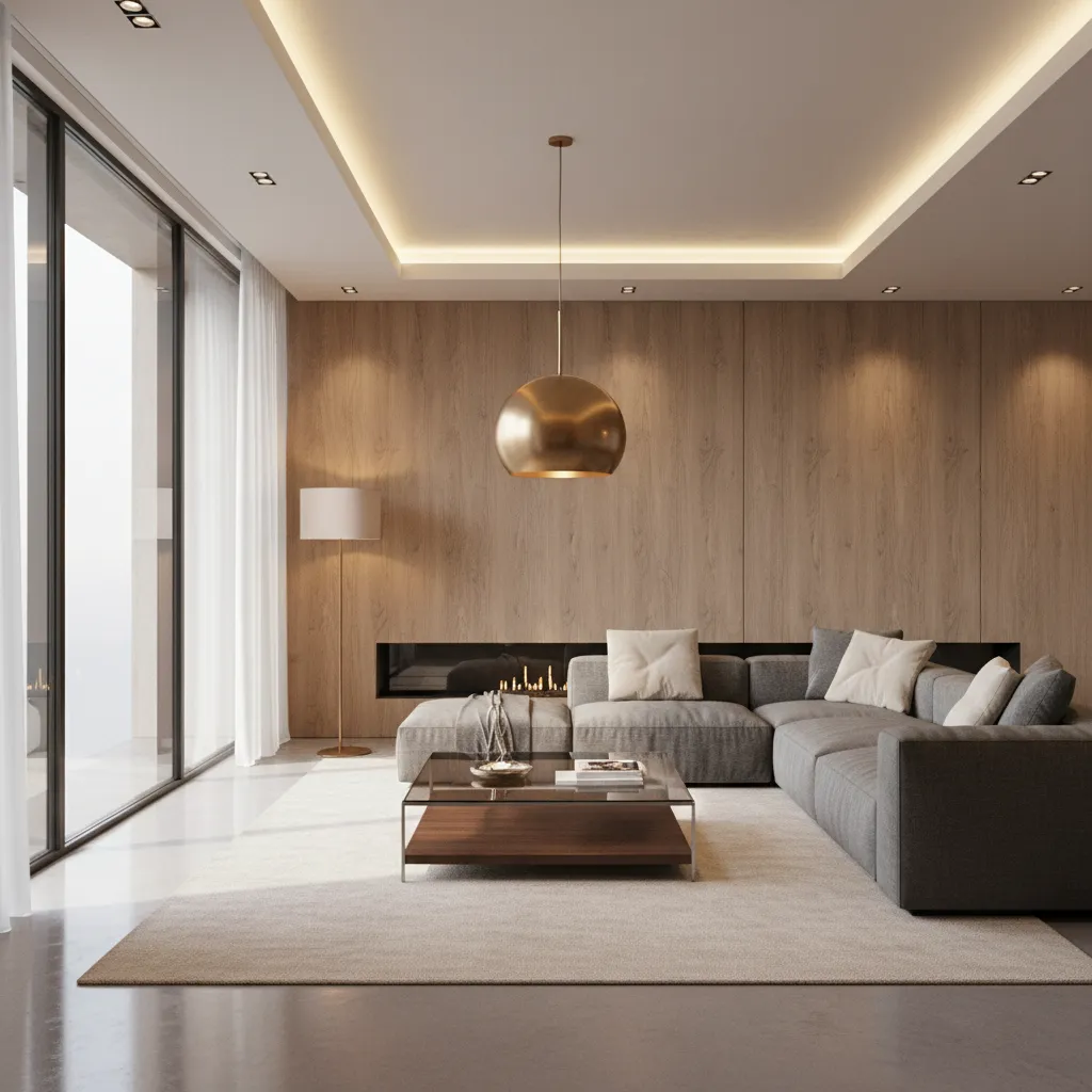 3D render lighting and material setup in an interior visualization scene