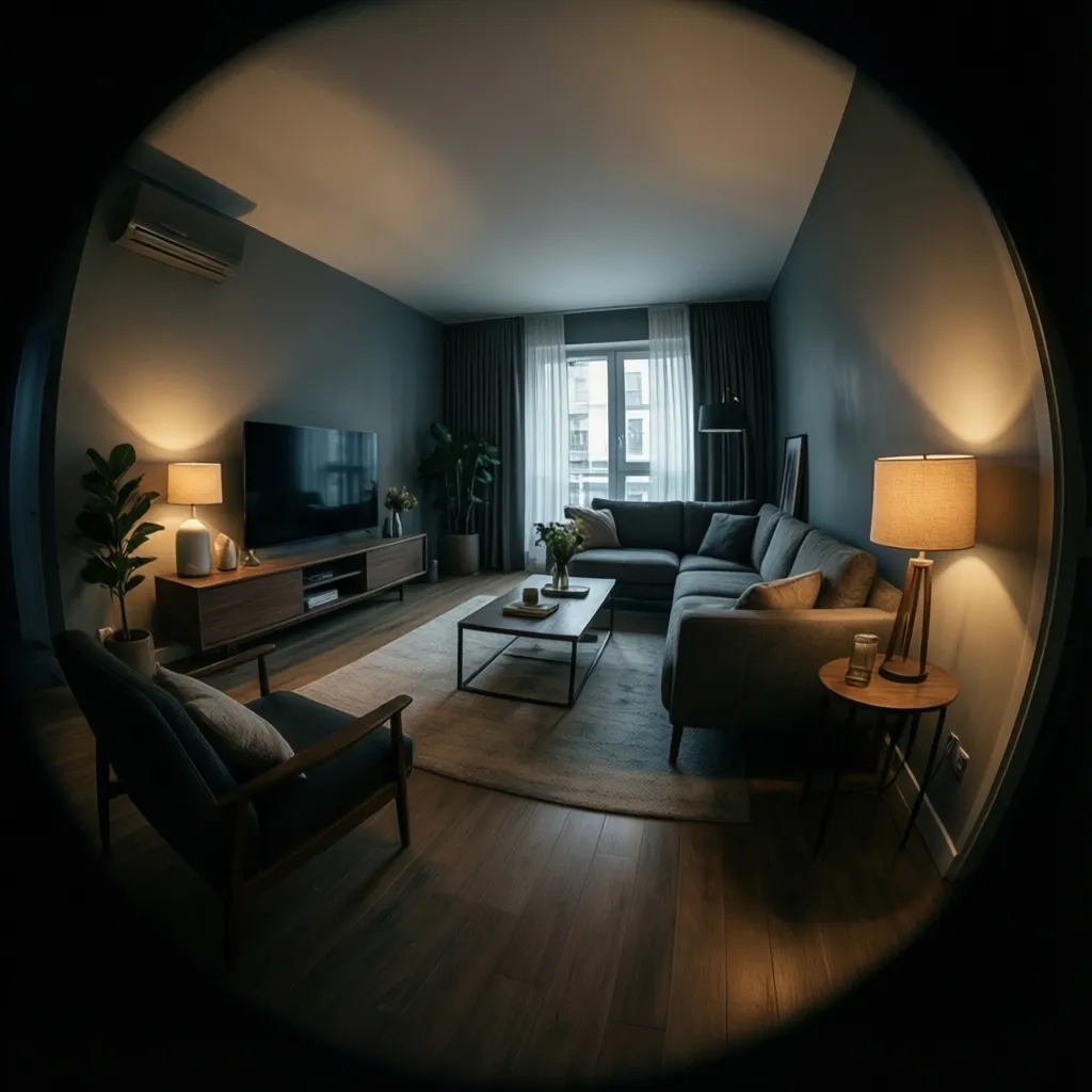 Sala moderna con iluminación insuficiente en zonas abiertas