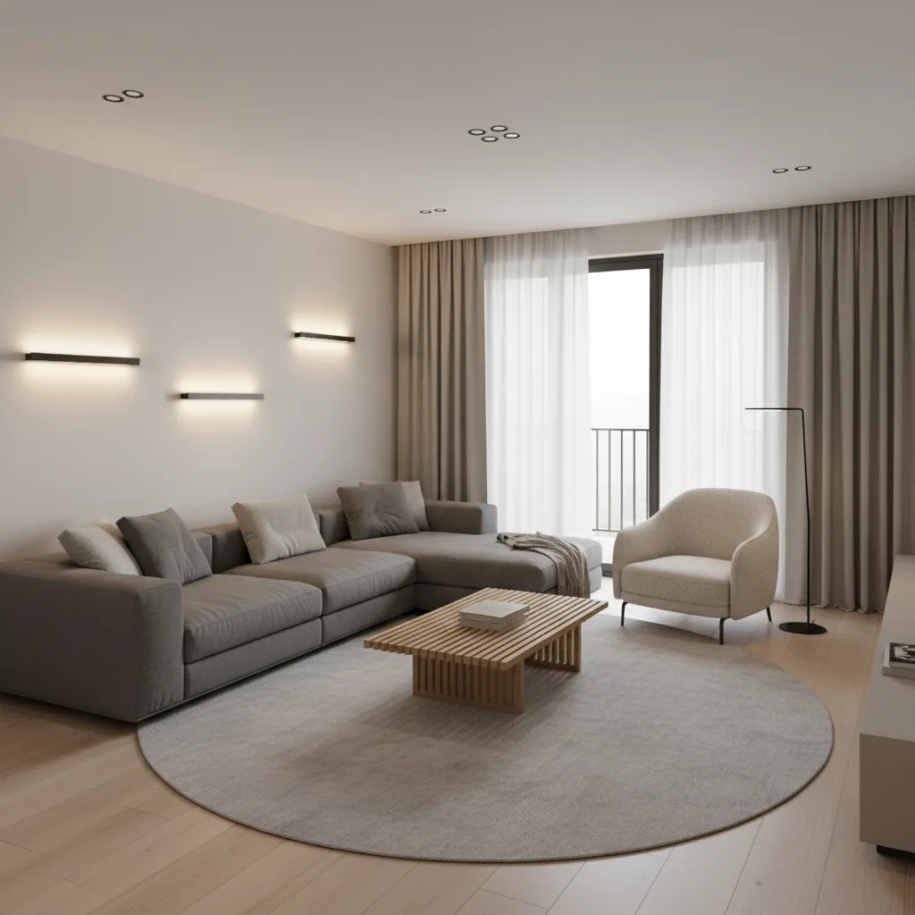 Interior designer planning lighting based on furniture layout