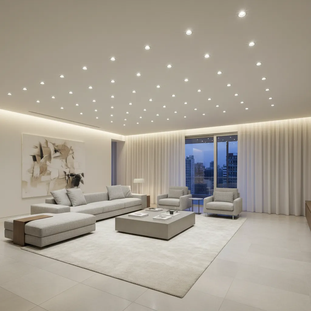 Techo con demasiados focos LED en un salón