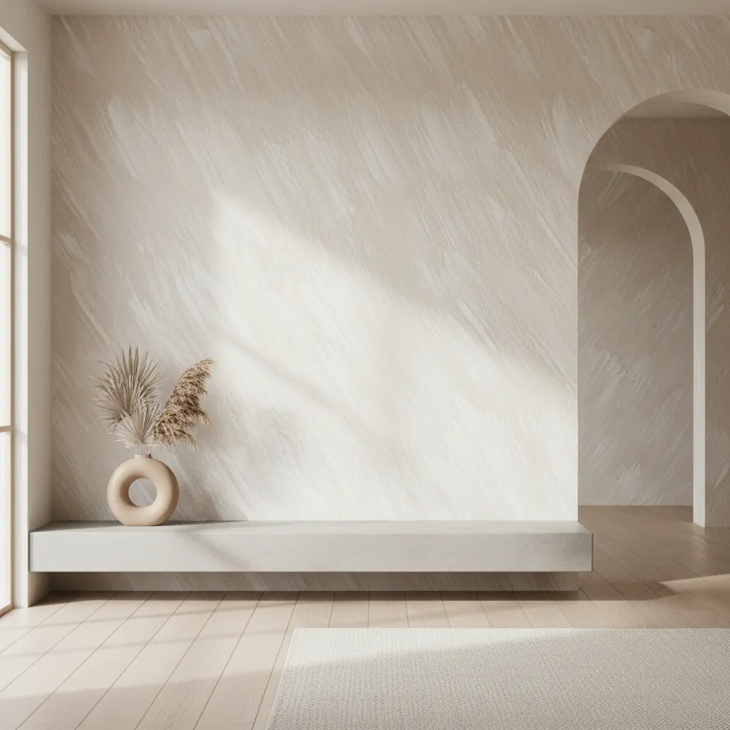 Wall showing visible limewash brush streaks after drying