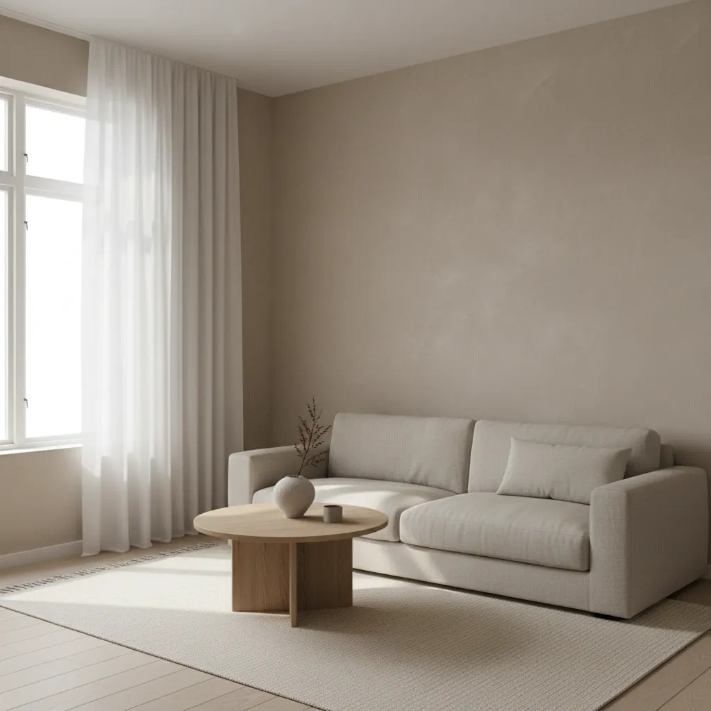 Small living room with soft limewash textured wall finish
