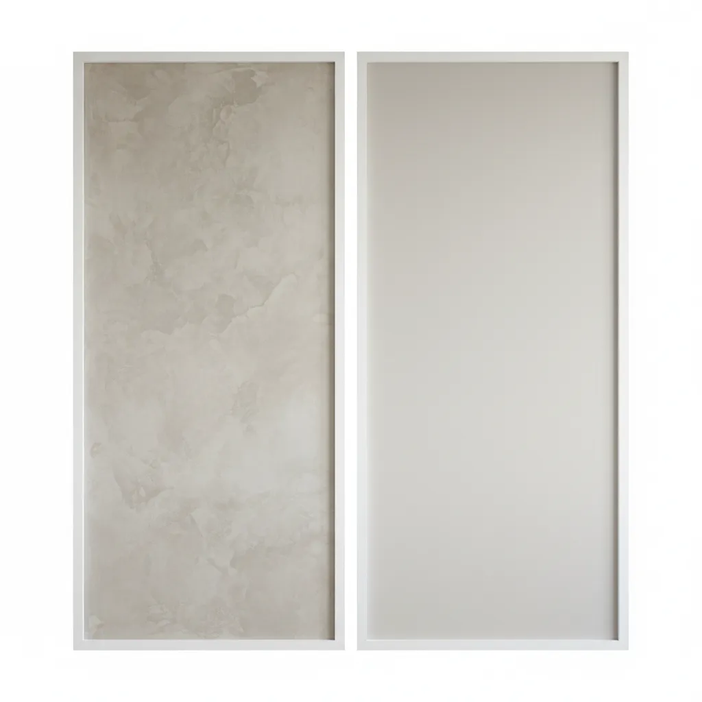 Side-by-side comparison of limewash and mineral paint wall textures