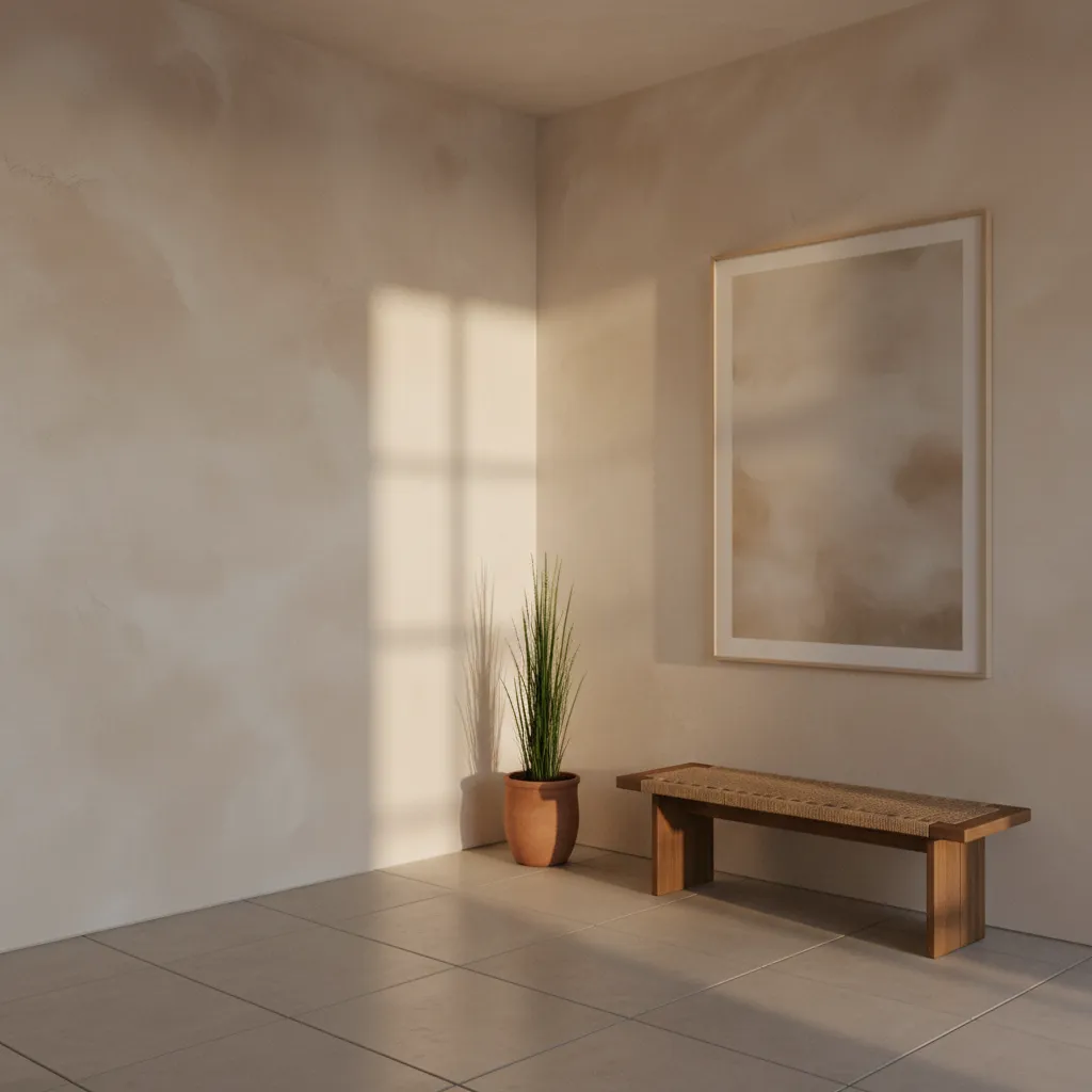 Completed limewash wall with soft natural tonal variation