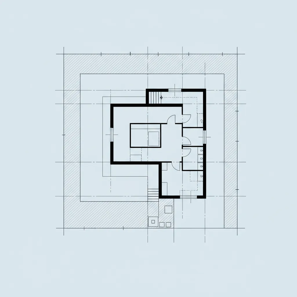 Architectural diagram demonstrating line weight hierarchy for walls fences and site elements