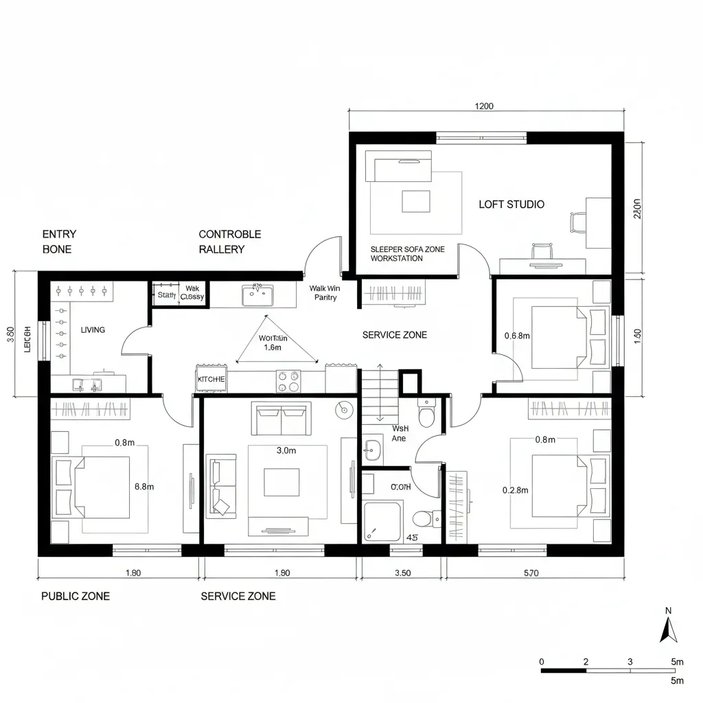 Linear Gallery with Convertible Loft Studio
