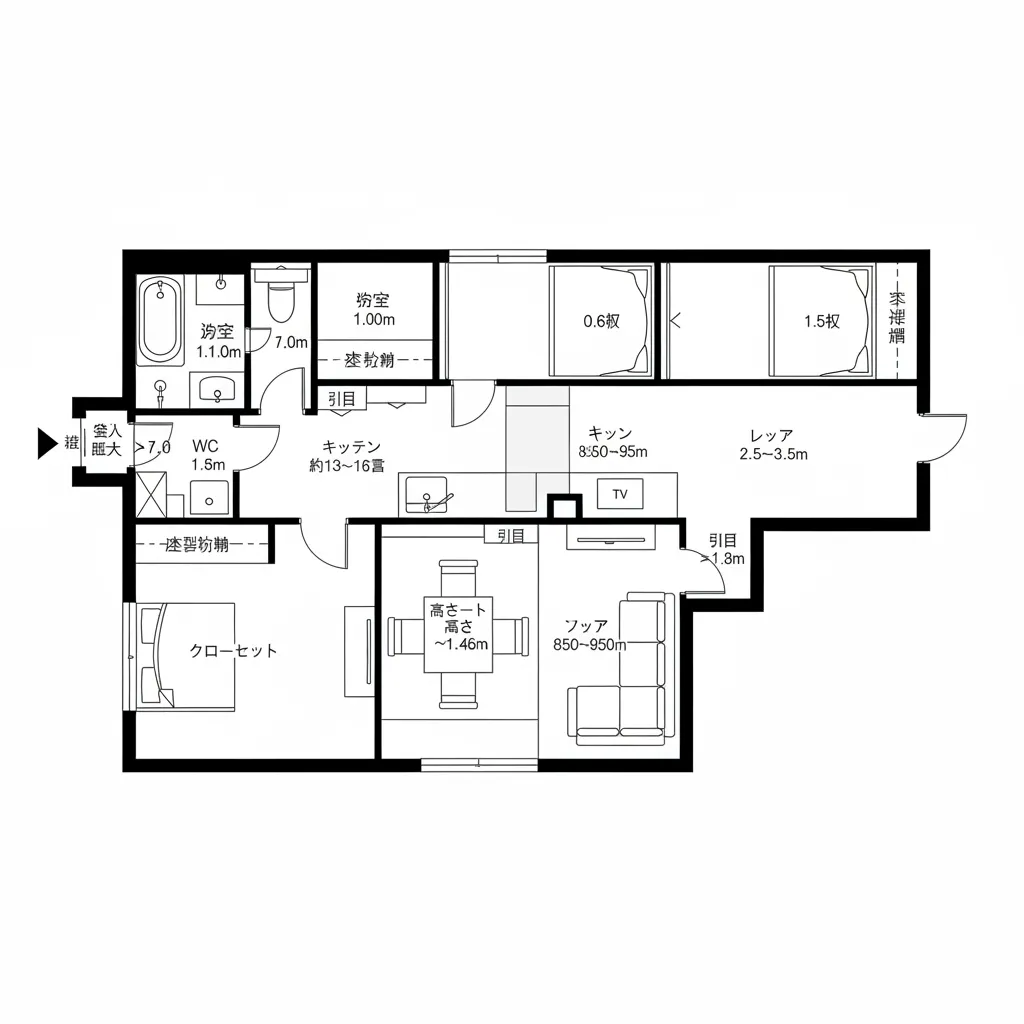 横並びLDにソファー＋低座ダイニング
