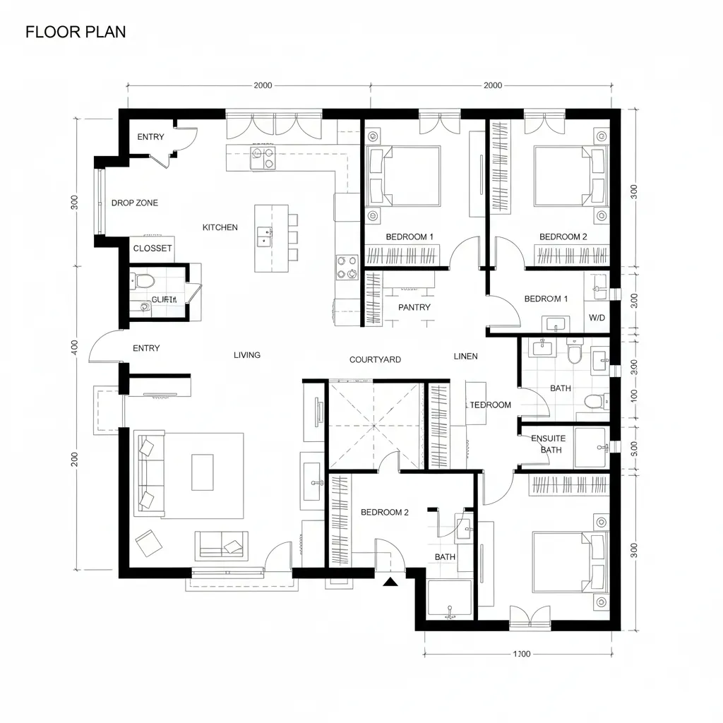 Linear Spine + Courtyard Light